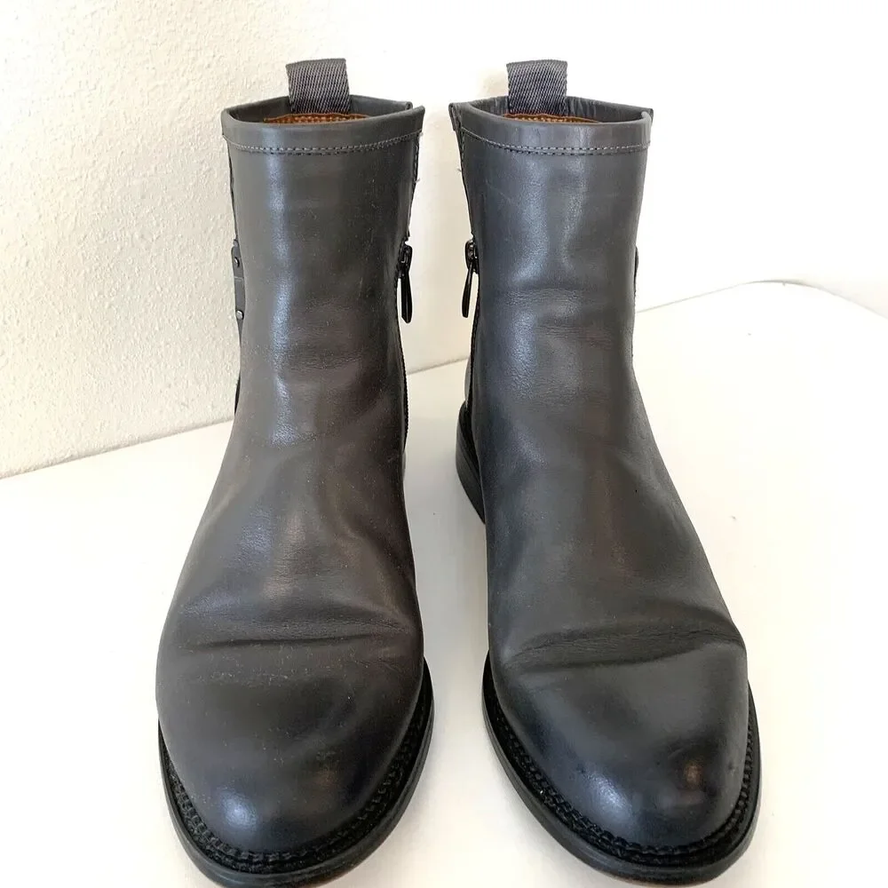Franco Sarto Hixton Boots Size 8.5 Leather Neutral Minimalist Moto Biker Rock